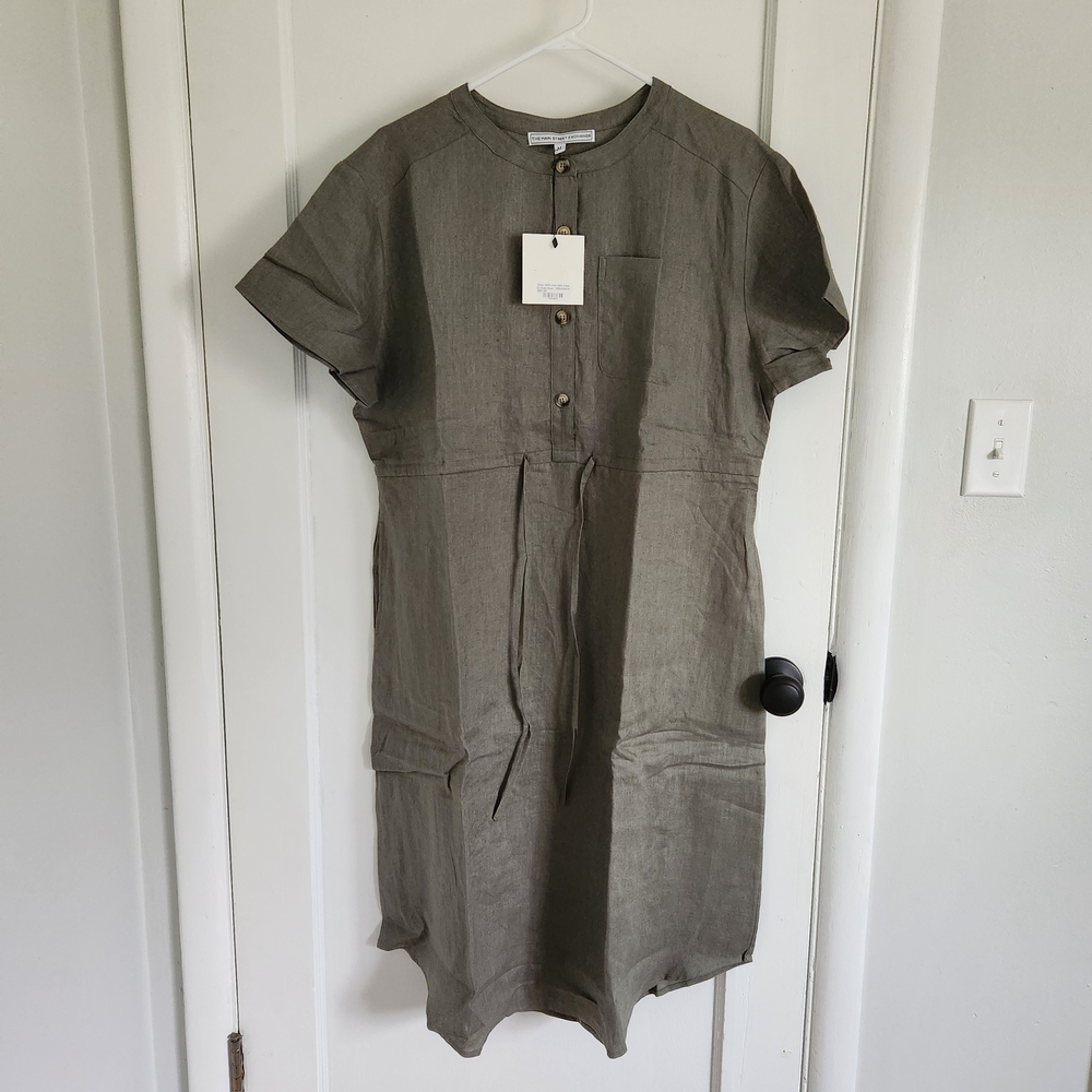 Olive Green Linen Dress